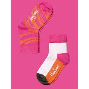 Happy Socks Kids New Zebra Print & Color Block Cotton Socks 2 Pair NWT